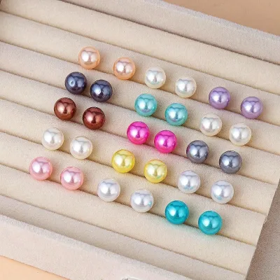 15 Pairs Colorful Beaded Stud Earrings Set